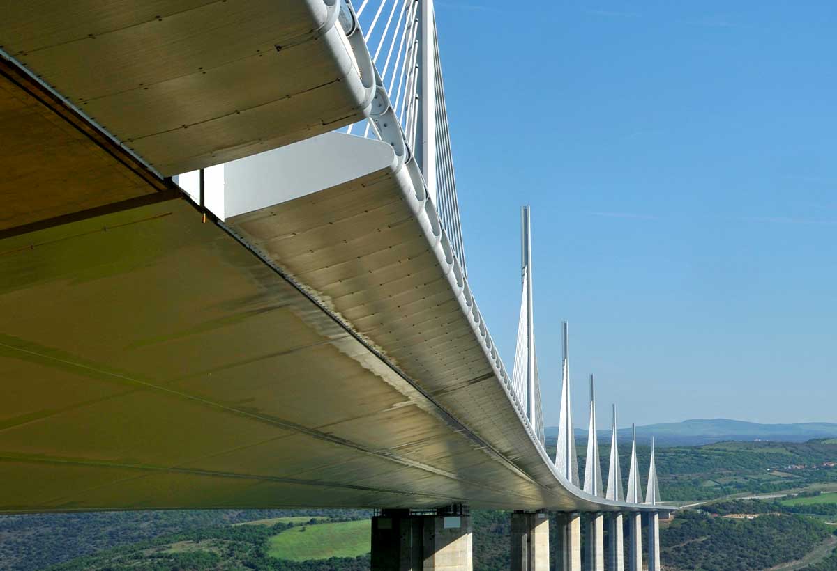 Vue du tablier du Viaduc de Millau